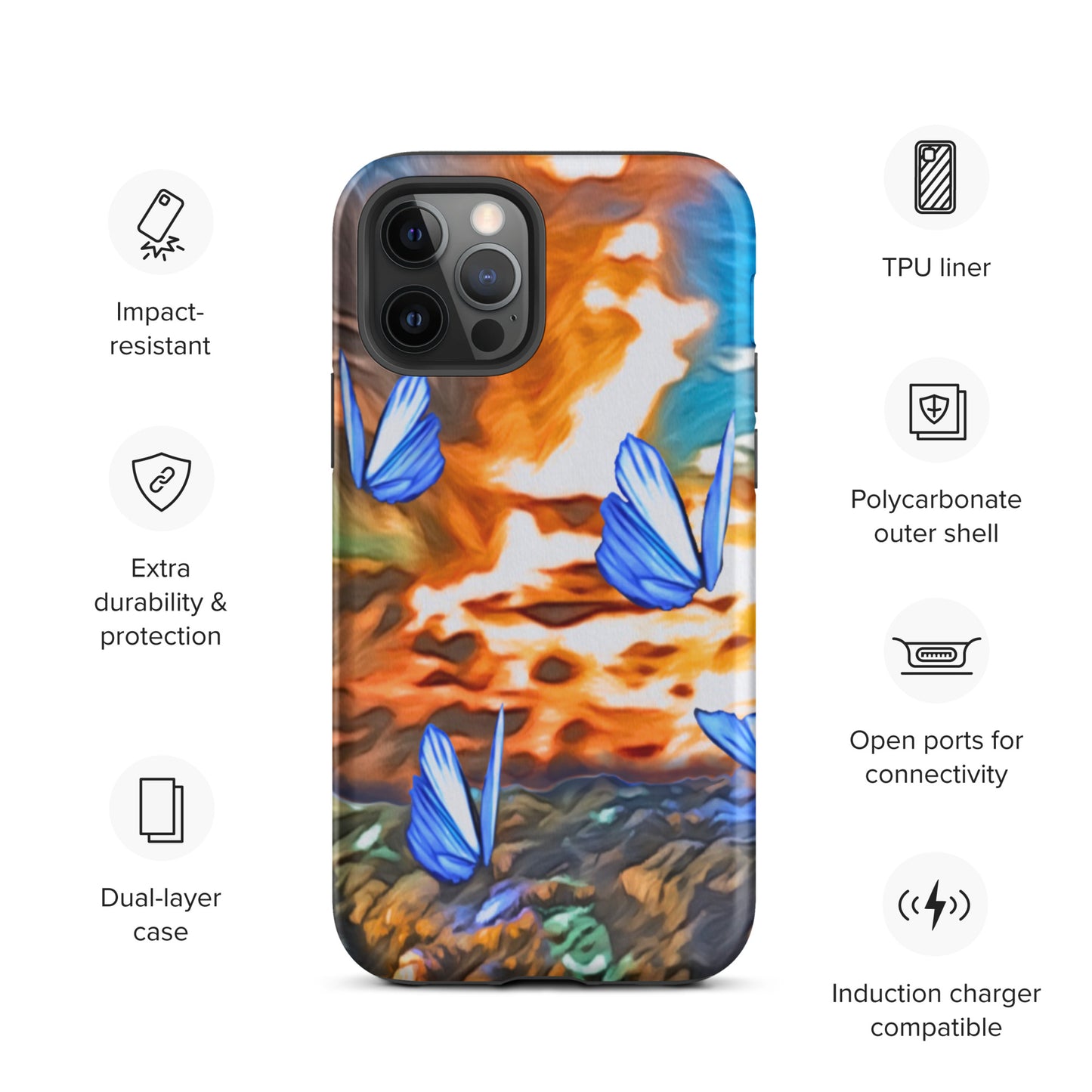 Tough Case for iPhone® - Butterflies (Orange)