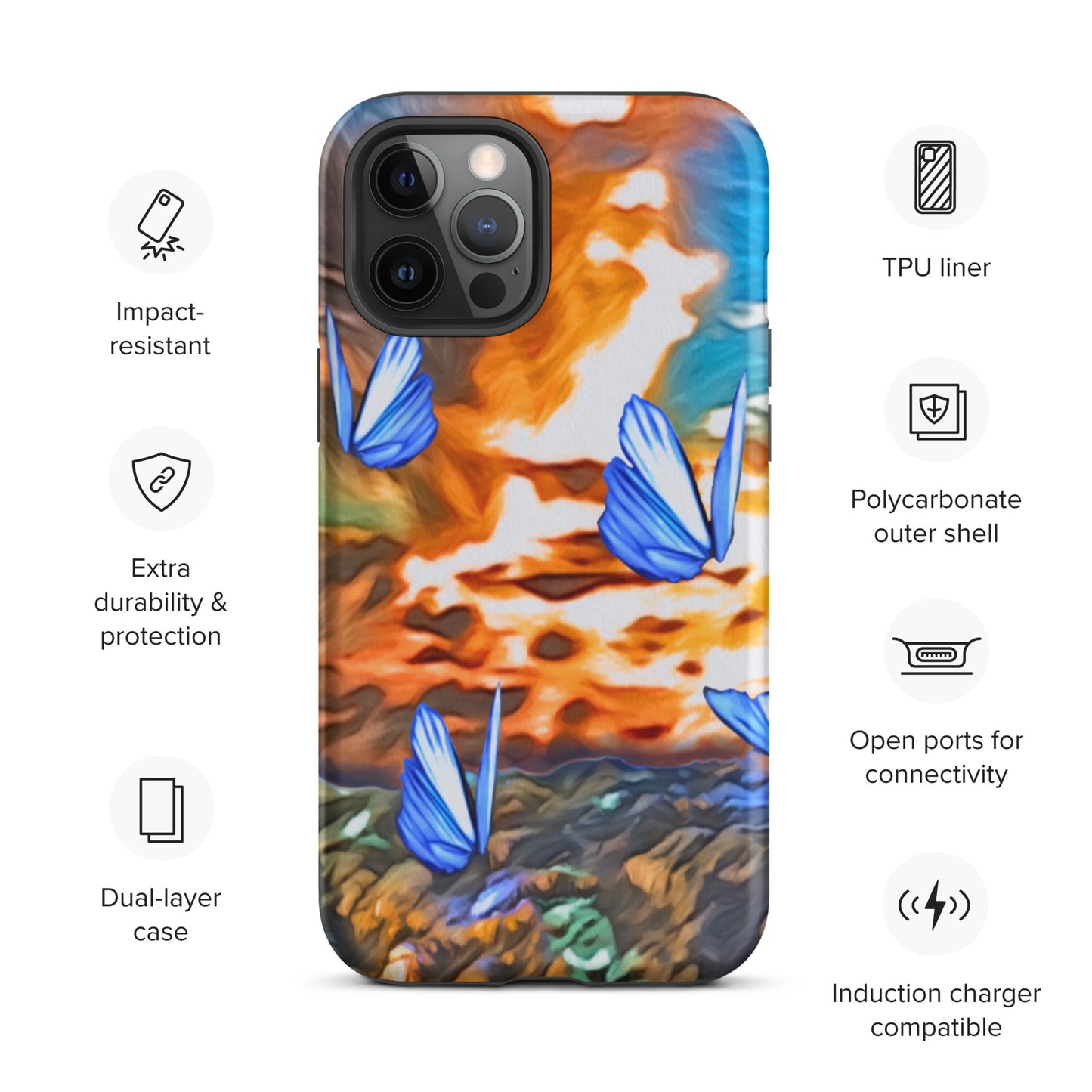 Tough Case for iPhone® - Butterflies (Orange)