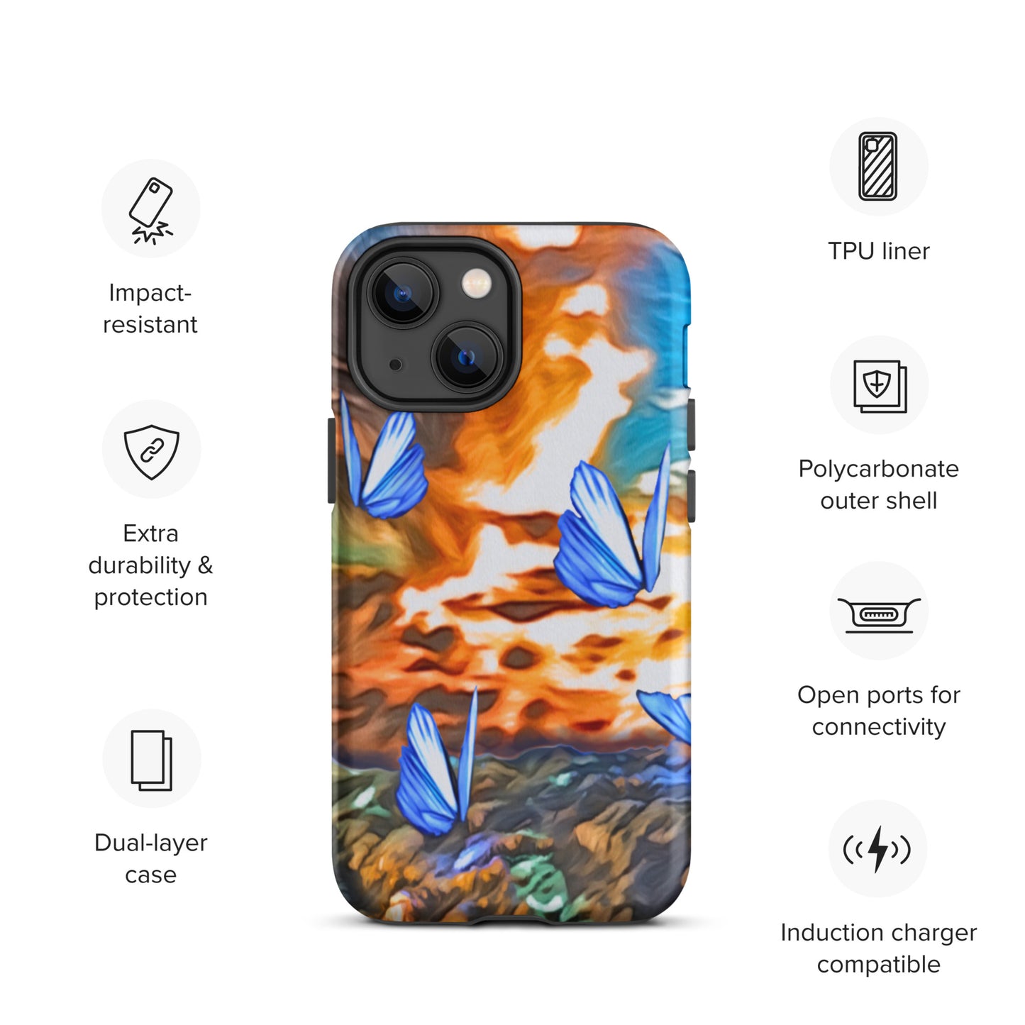 Tough Case for iPhone® - Butterflies (Orange)