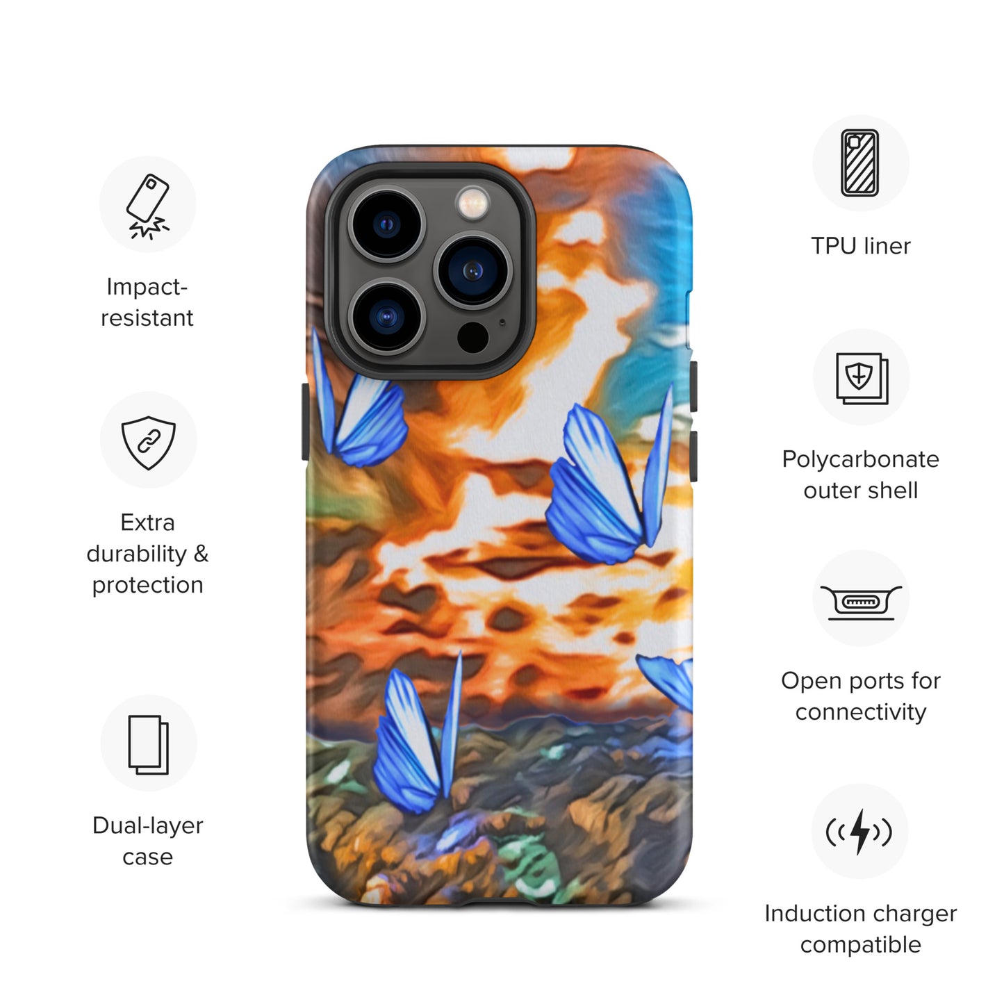 Tough Case for iPhone® - Butterflies (Orange)