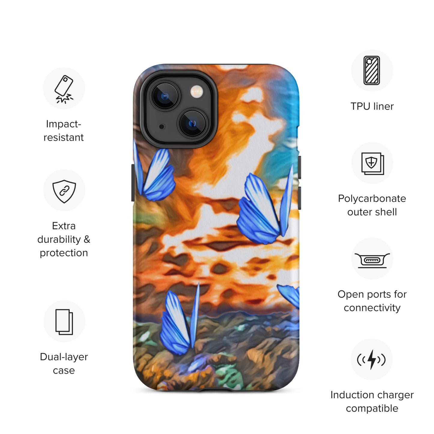 Tough Case for iPhone® - Butterflies (Orange)