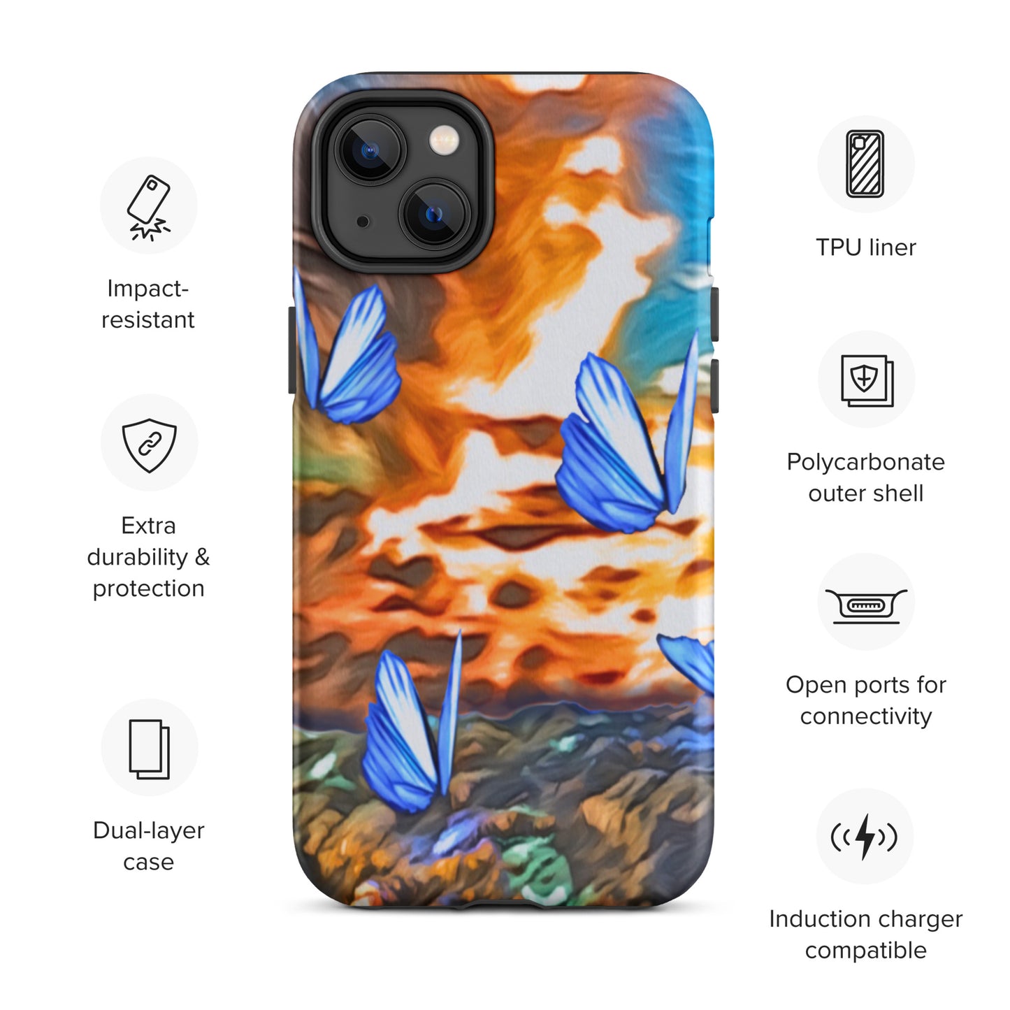Tough Case for iPhone® - Butterflies (Orange)