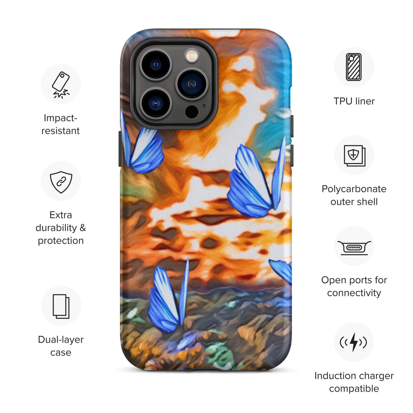 Tough Case for iPhone® - Butterflies (Orange)