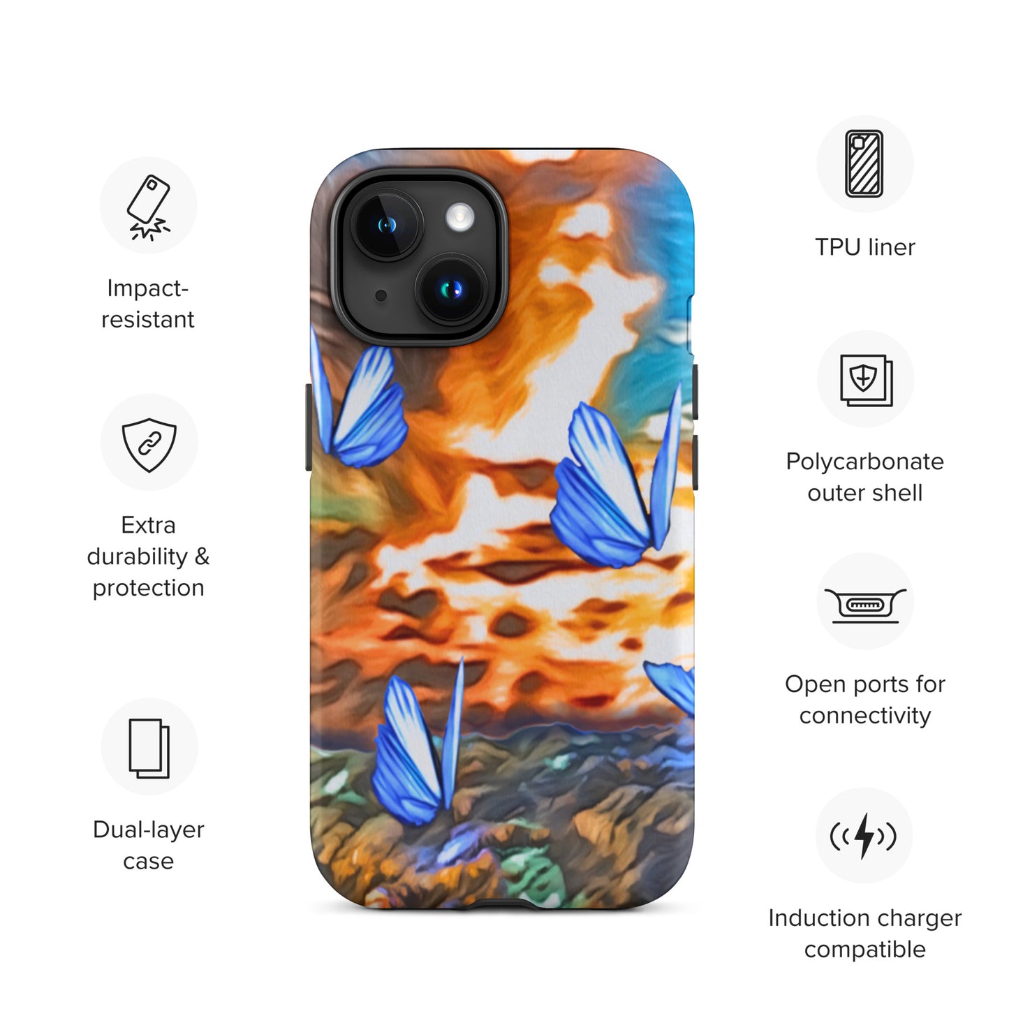 Tough Case for iPhone® - Butterflies (Orange)