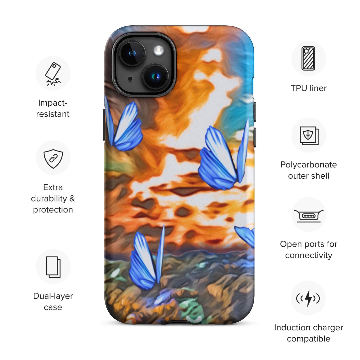Tough Case for iPhone® - Butterflies (Orange)
