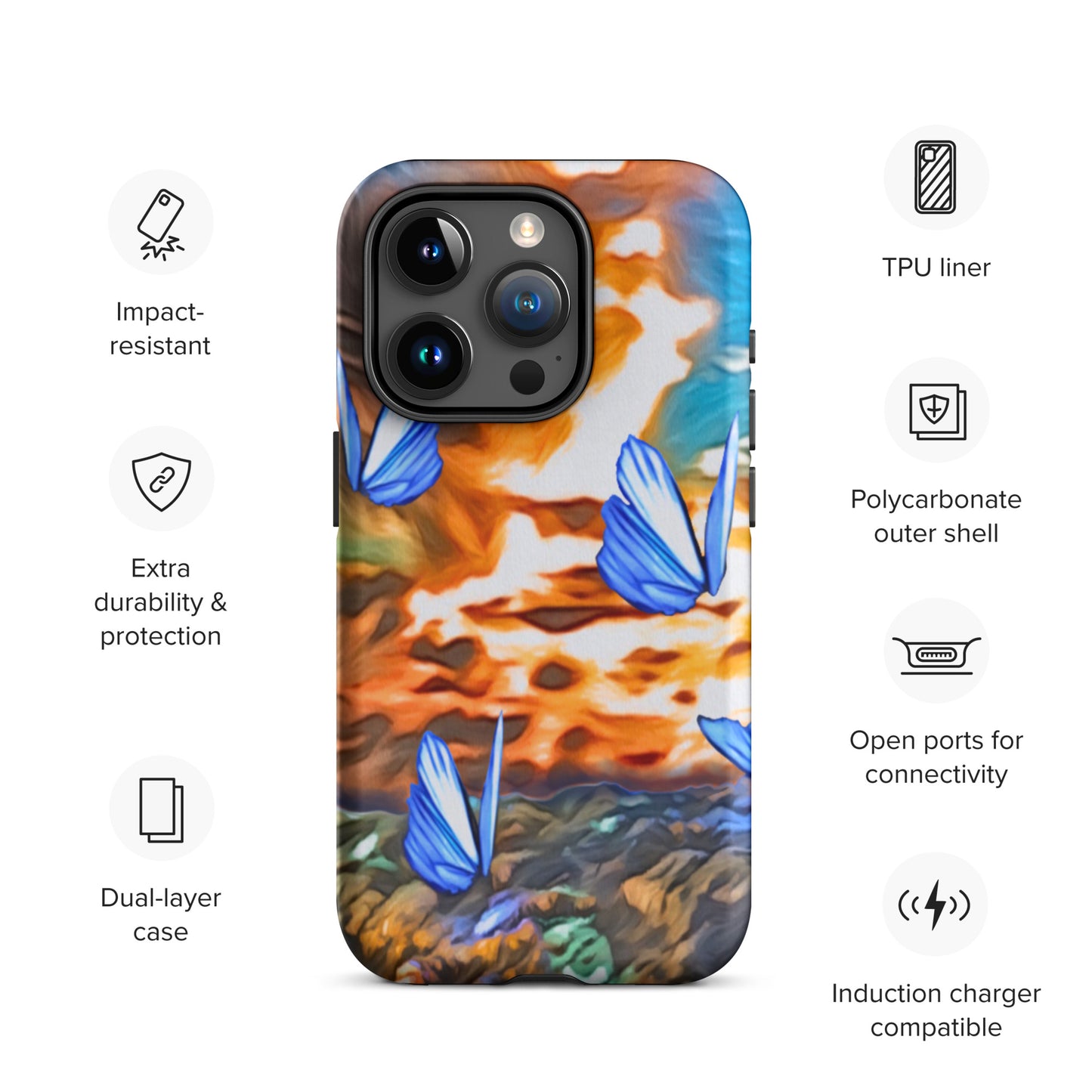 Tough Case for iPhone® - Butterflies (Orange)