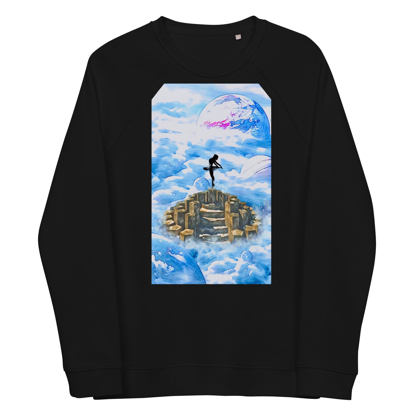 Unisex organic raglan sweatshirt - Ballerina on the Worlds