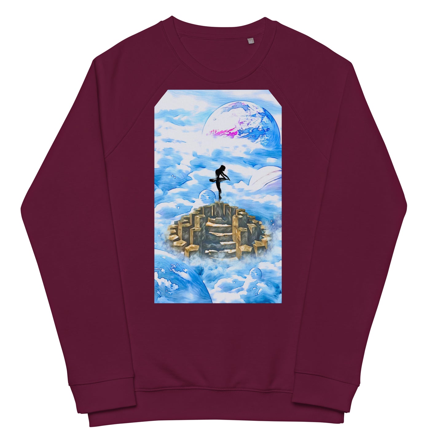 Unisex organic raglan sweatshirt - Ballerina on the Worlds