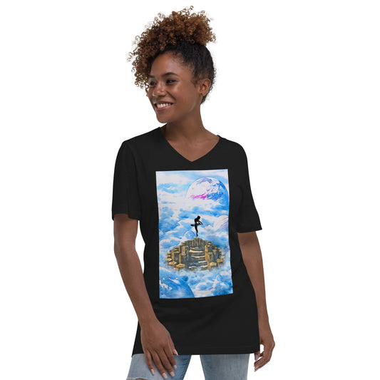 Unisex Short Sleeve V-Neck T-Shirt - Ballerina on the Worlds