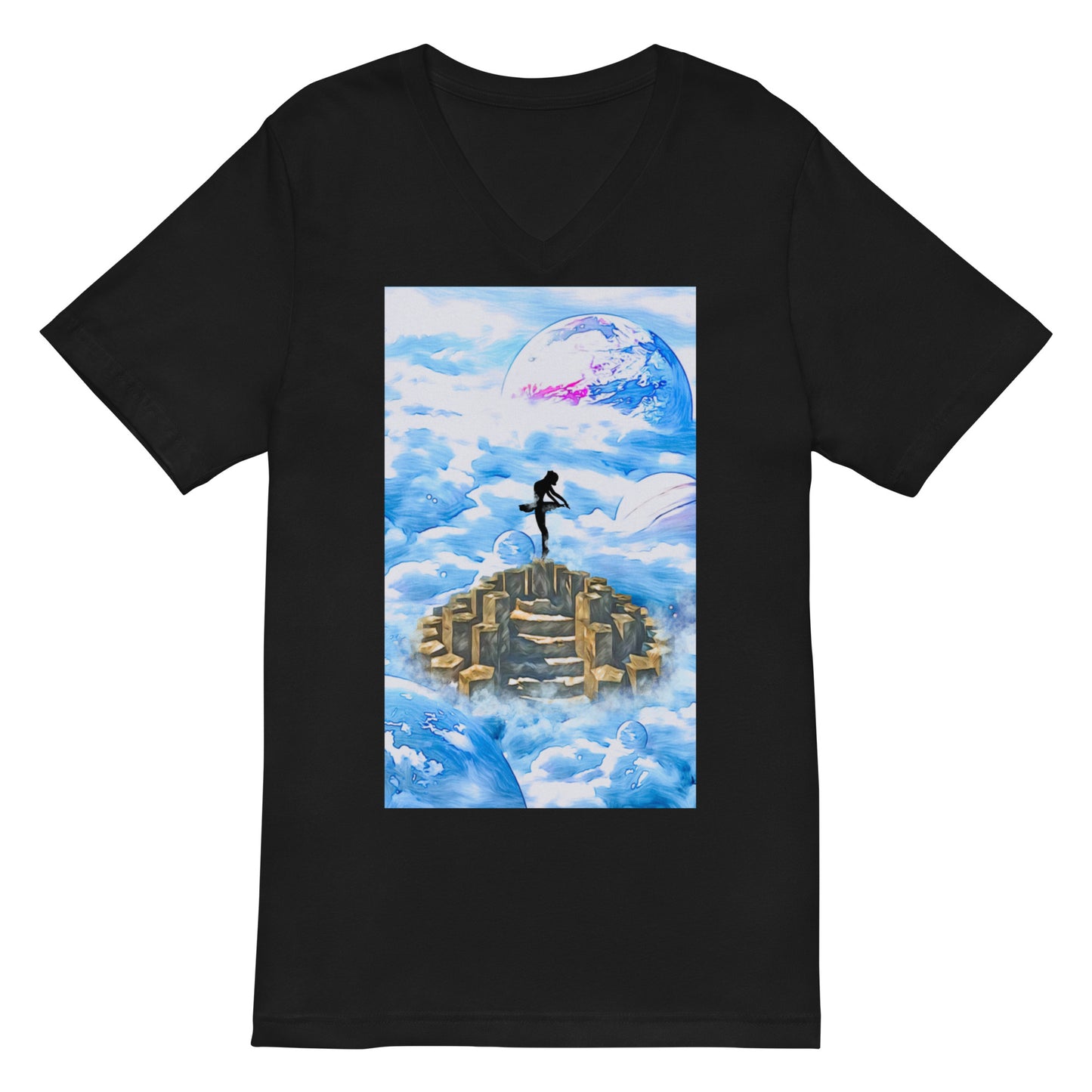 Unisex Short Sleeve V-Neck T-Shirt - Ballerina on the Worlds