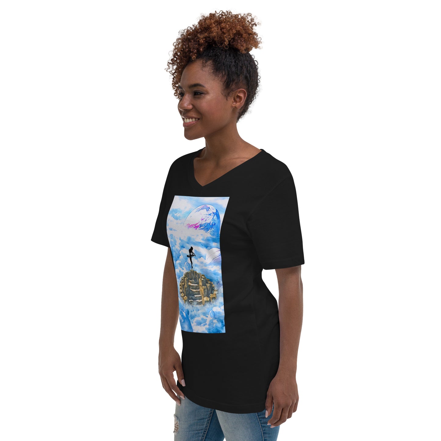 Unisex Short Sleeve V-Neck T-Shirt - Ballerina on the Worlds