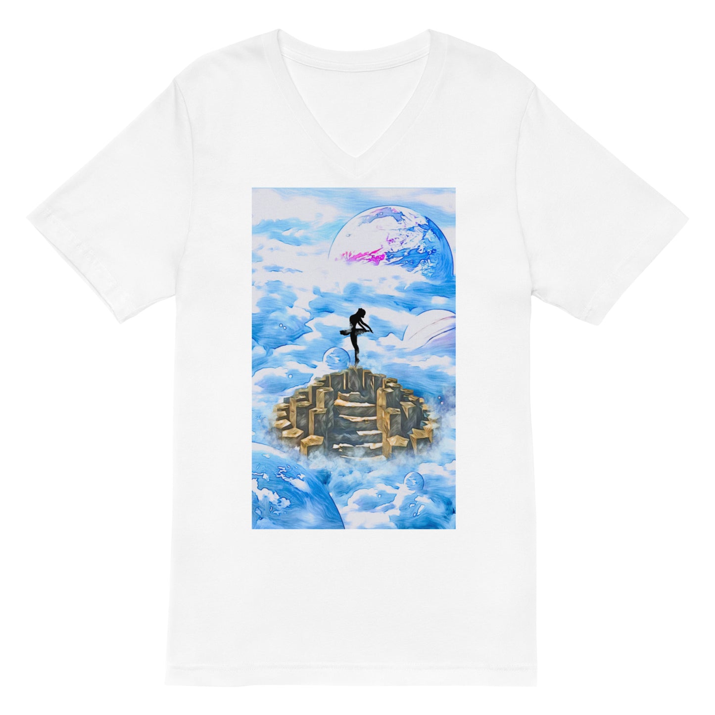Unisex Short Sleeve V-Neck T-Shirt - Ballerina on the Worlds