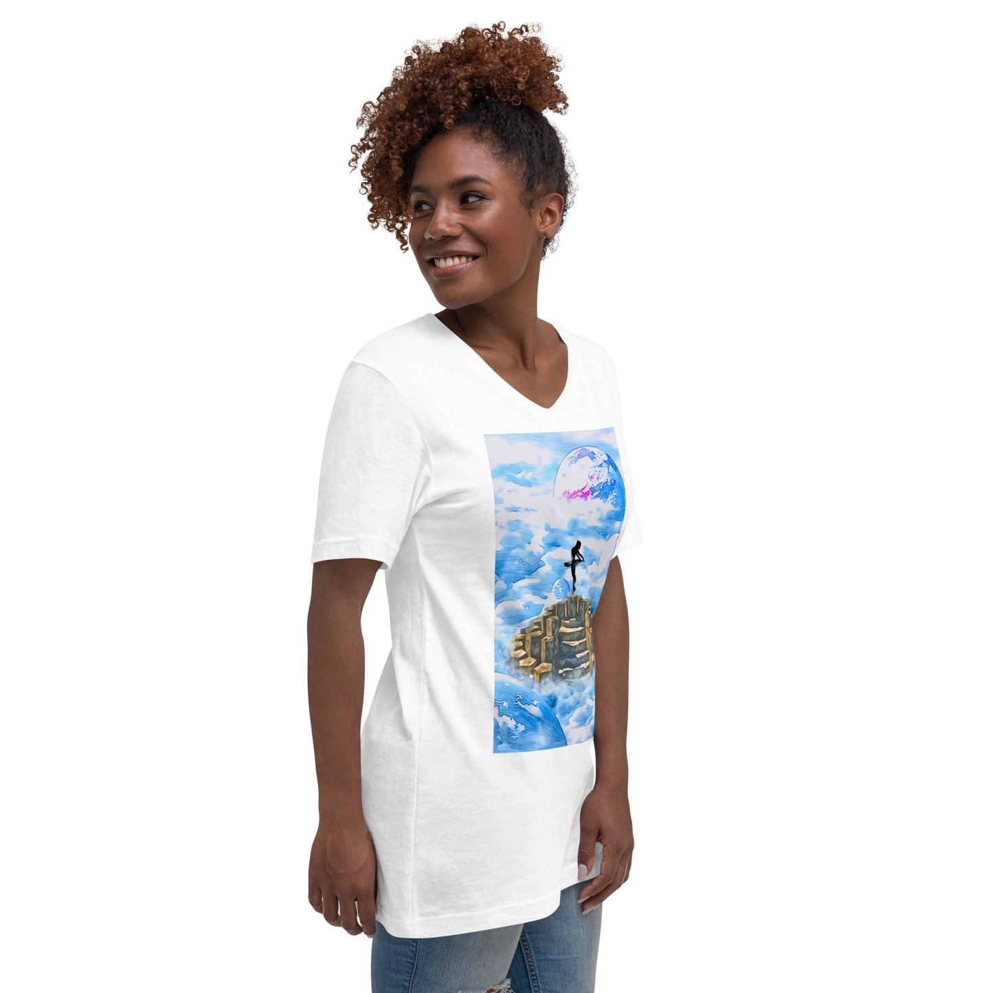 Unisex Short Sleeve V-Neck T-Shirt - Ballerina on the Worlds