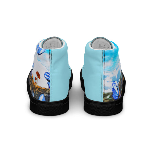 Women’s high top canvas shoes - Butterfly (blue)
