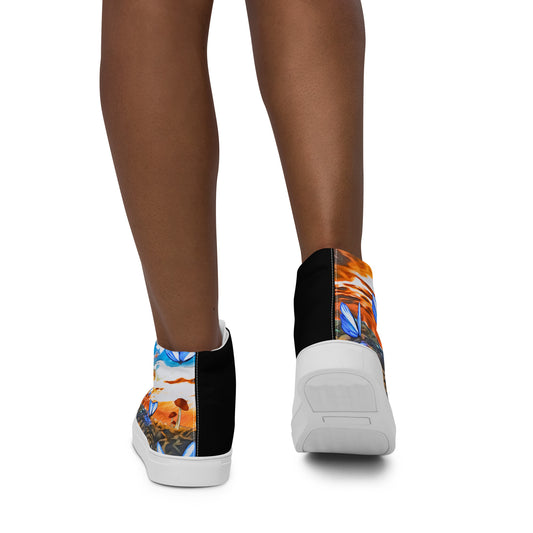 Women’s high top canvas shoes - Orange Butterfly